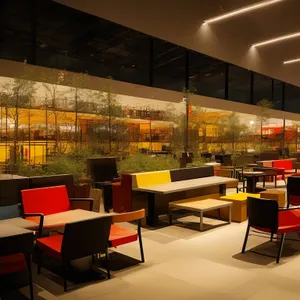 Modern Café Interior with Elegant Furniture and Lighting