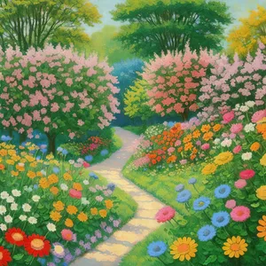 Vibrant Floral Garden Blossoming with Colorful Flowers