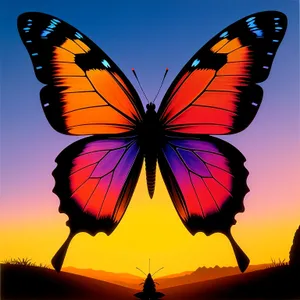 Colorful Butterfly Soaring through Summer Sky