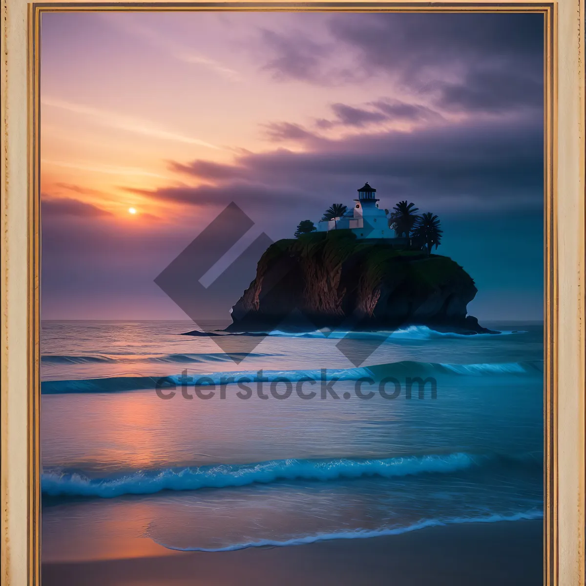 Picture of Tranquil Waves kiss Sandy Shoreline amidst Spectacular Sunset