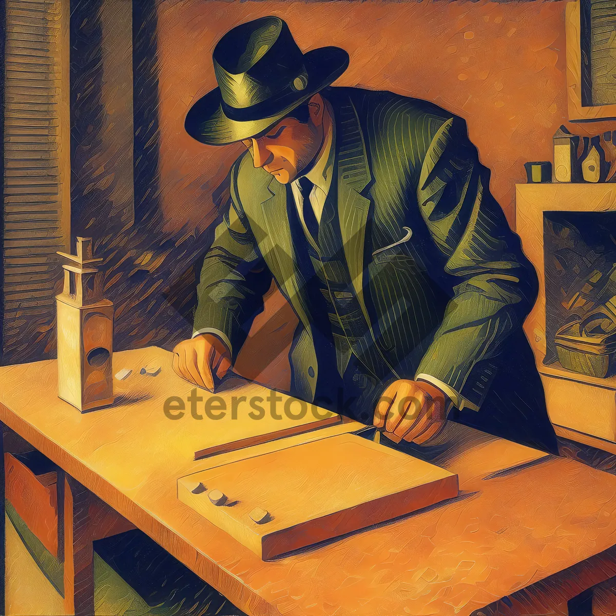 Picture of Professional male DJ working at office desk.