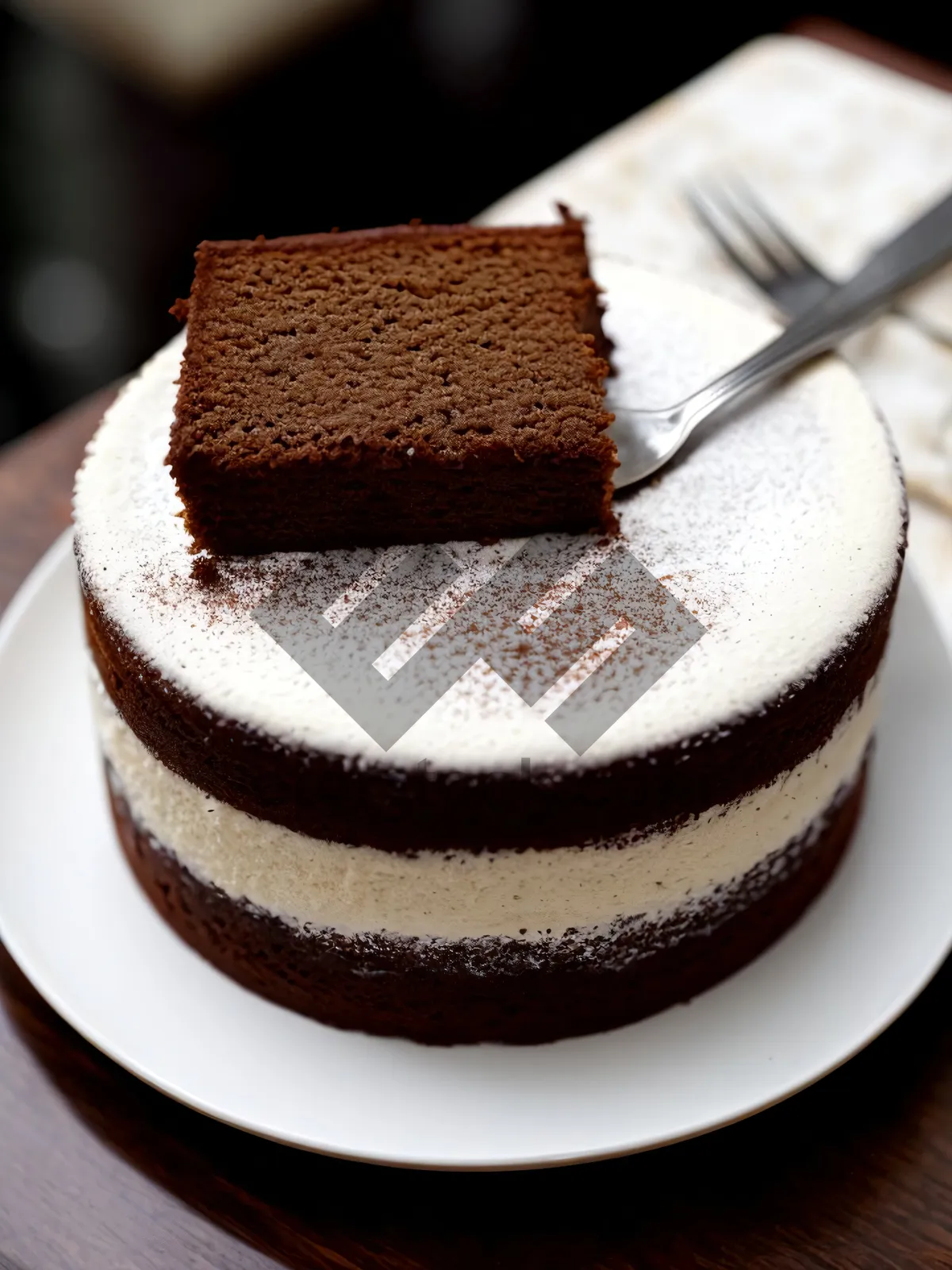 Picture of Delicious Chocolate Cake Slice with Cream