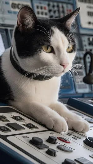 Cute Cat Resting on Remote Control Device