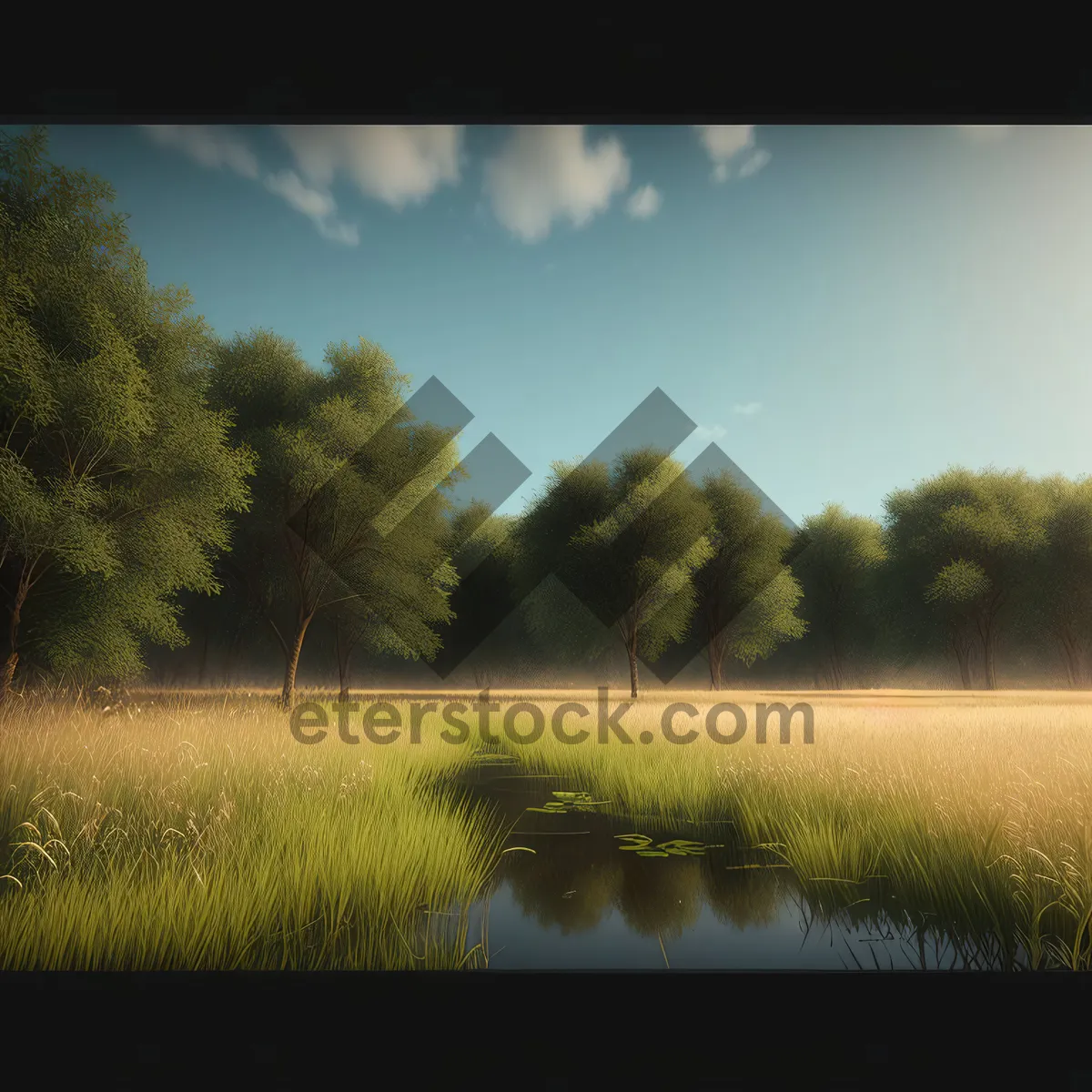 Picture of Vibrant Rural Landscape With Clear Horizon