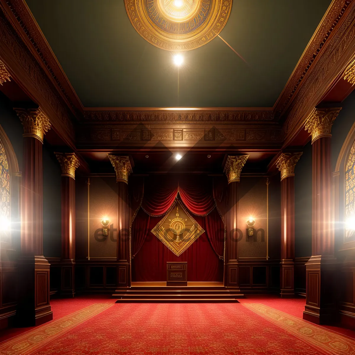 Picture of Stylish Theater Interior with Elegant Curtain