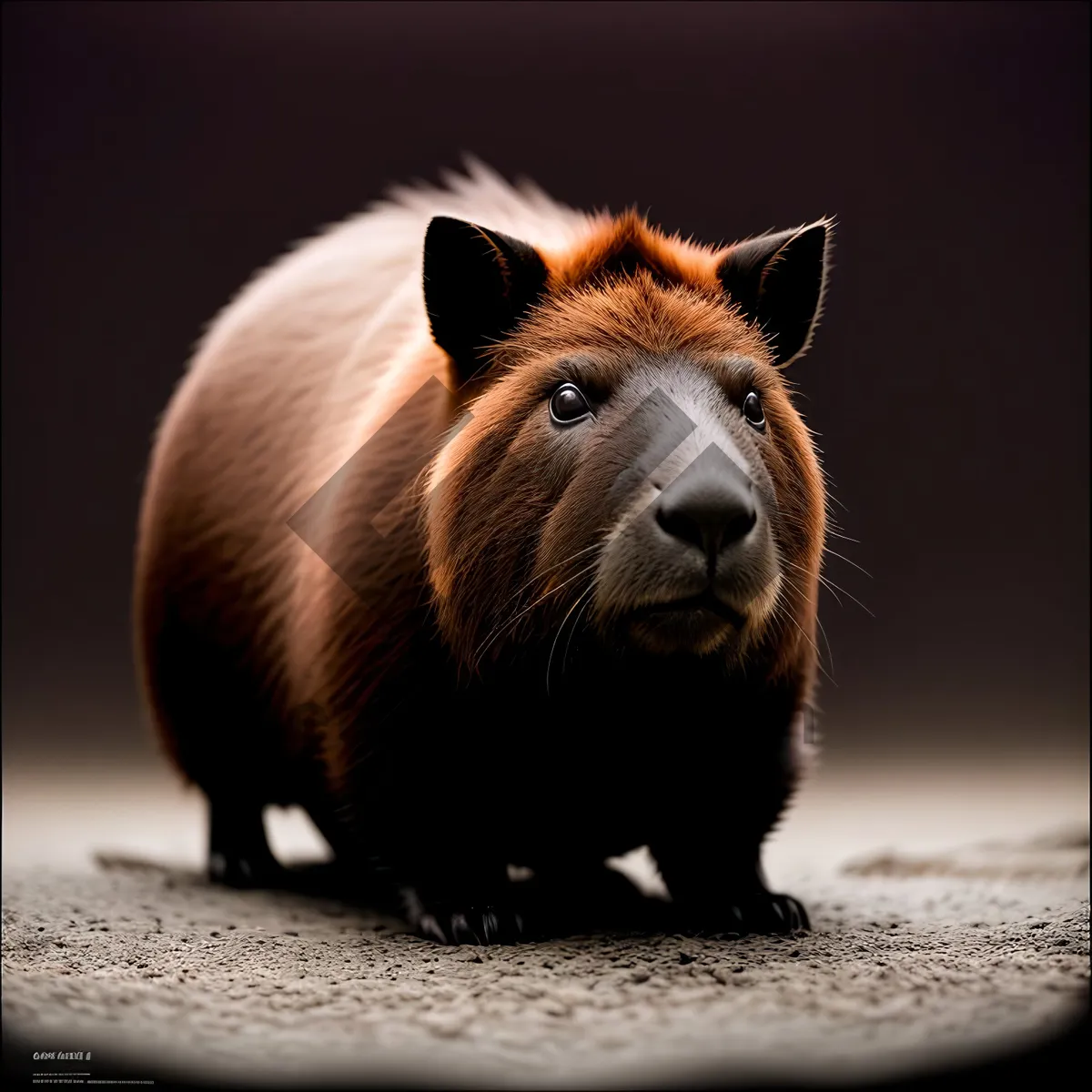 Picture of Adorable brown piglet on a farm