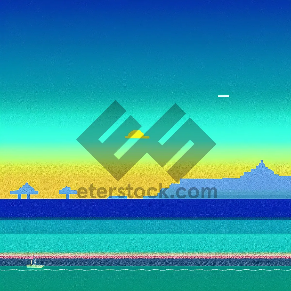 Picture of Serene Countryside Landscape with Colorful Skies