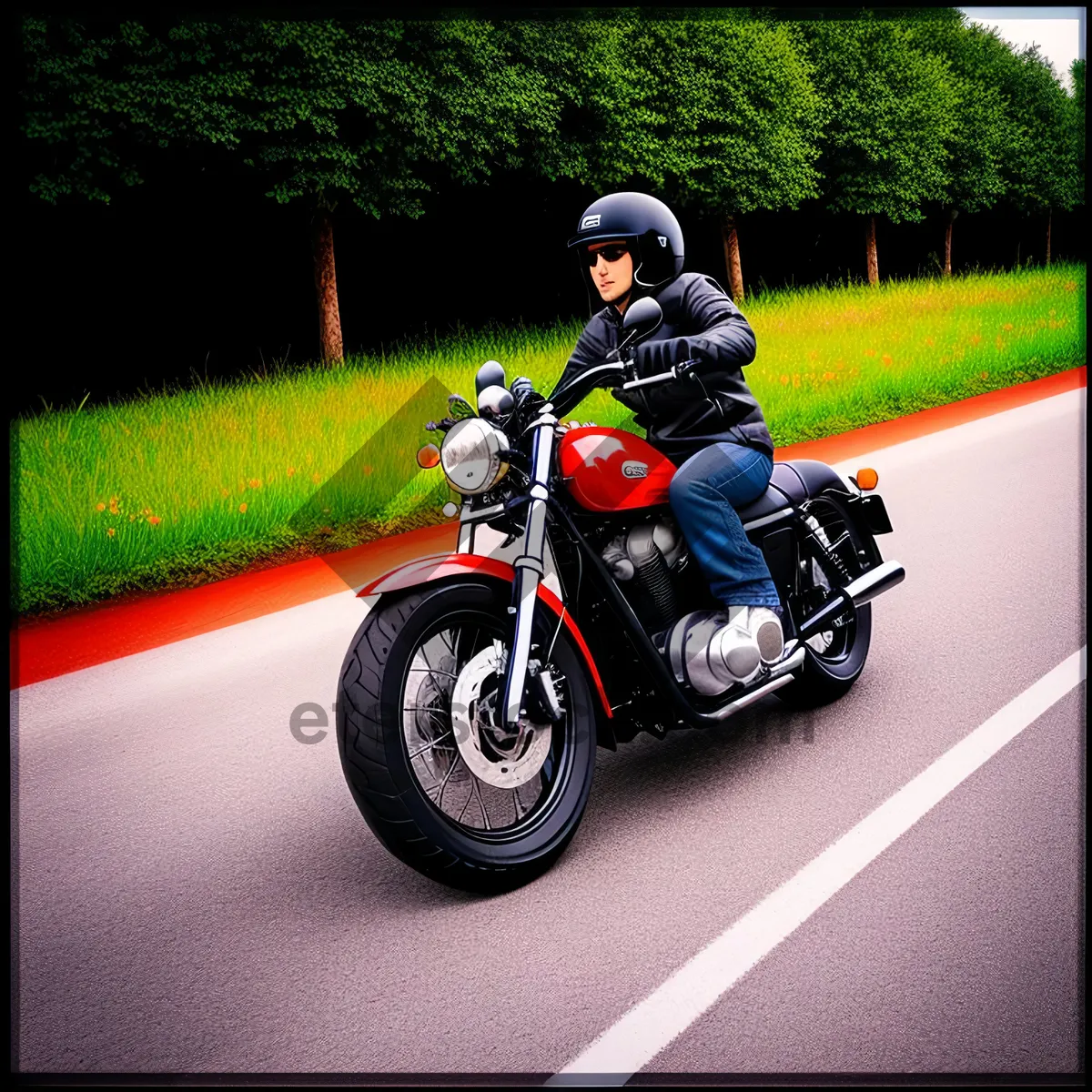 Picture of Speedy Ride: Motorcycle Helmet for Thrilling Road Racing