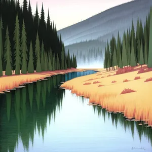 Tranquil lake with reflection of trees in summer park.