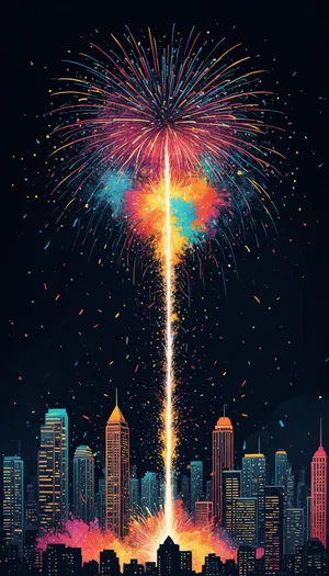 Colorful Firework Display in the Night Sky