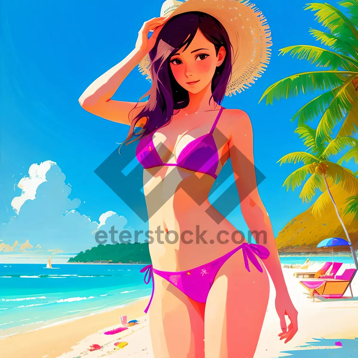 Picture of Sun-kissed Serenity: Tropical Beach Bikini Fashion