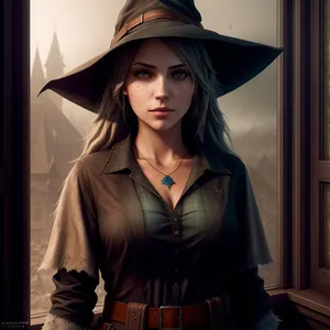 Happy Smiling Black Student Model with Cowboy Hat