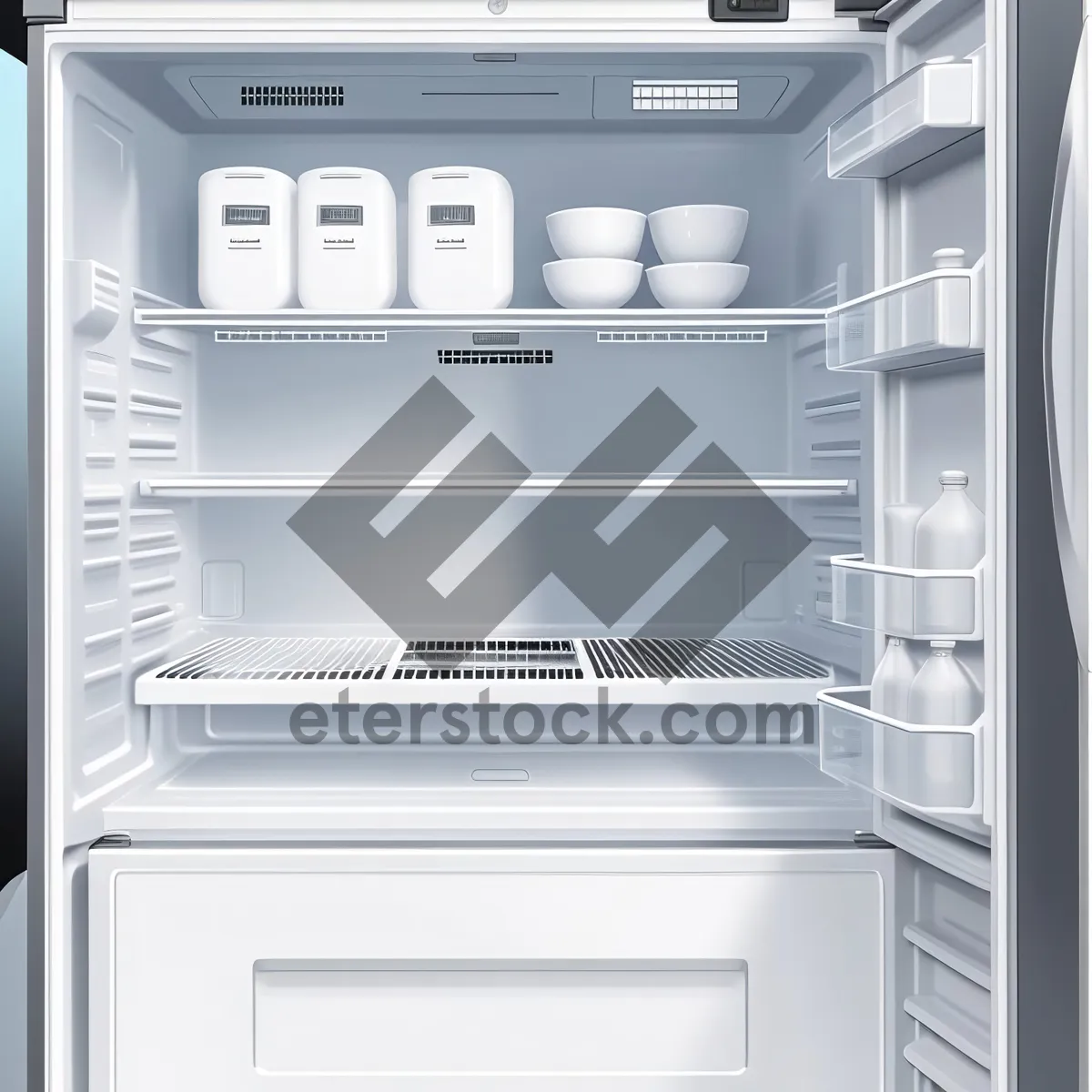 Picture of Modern Kitchen Interior with White Goods and Appliances