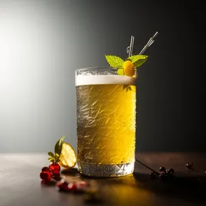 Refreshing Yellow Vodka Cocktail with Lemon and Ice