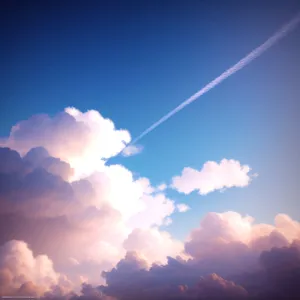 Clear Summer Sky with Fluffy Clouds