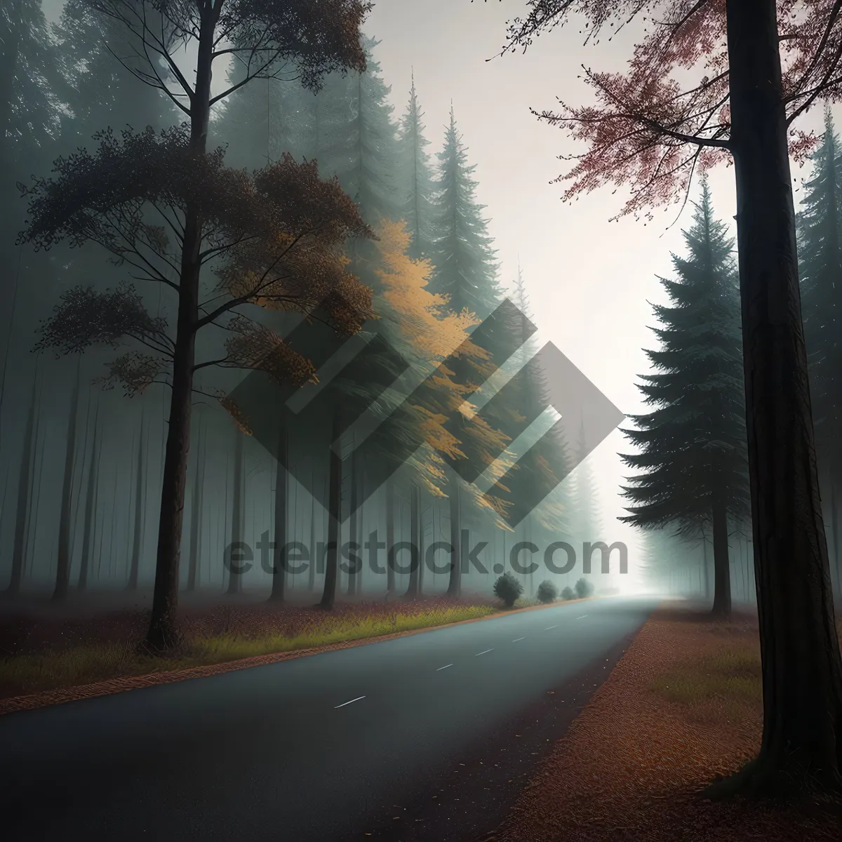 Picture of Serene Sunset Over Rustic Picket Fence and Forest