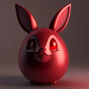 Cute Bunny Cartoon with 3D Bangle Symbol