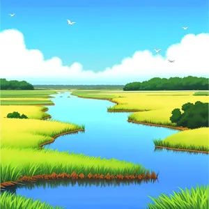 Serene Countryside Landscape with Clear Skies