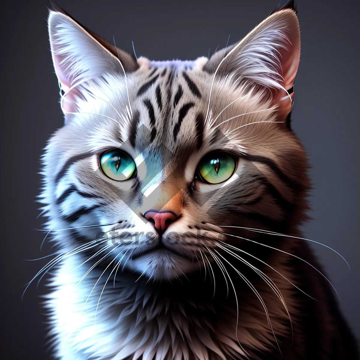 Picture of Fluffy Gray Kitty with Cute Curious Eyes