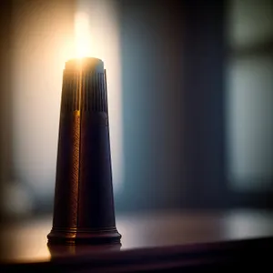 Dark Flame Illuminating Menorah with Candlestick
