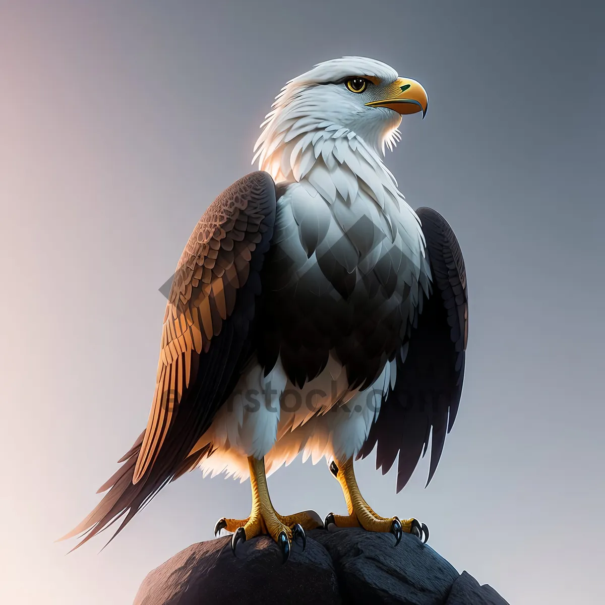 Picture of Bald Eagle Spreading Majestic Wings in Flight