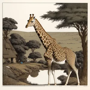 Safari Giraffe with Spots and Long Neck