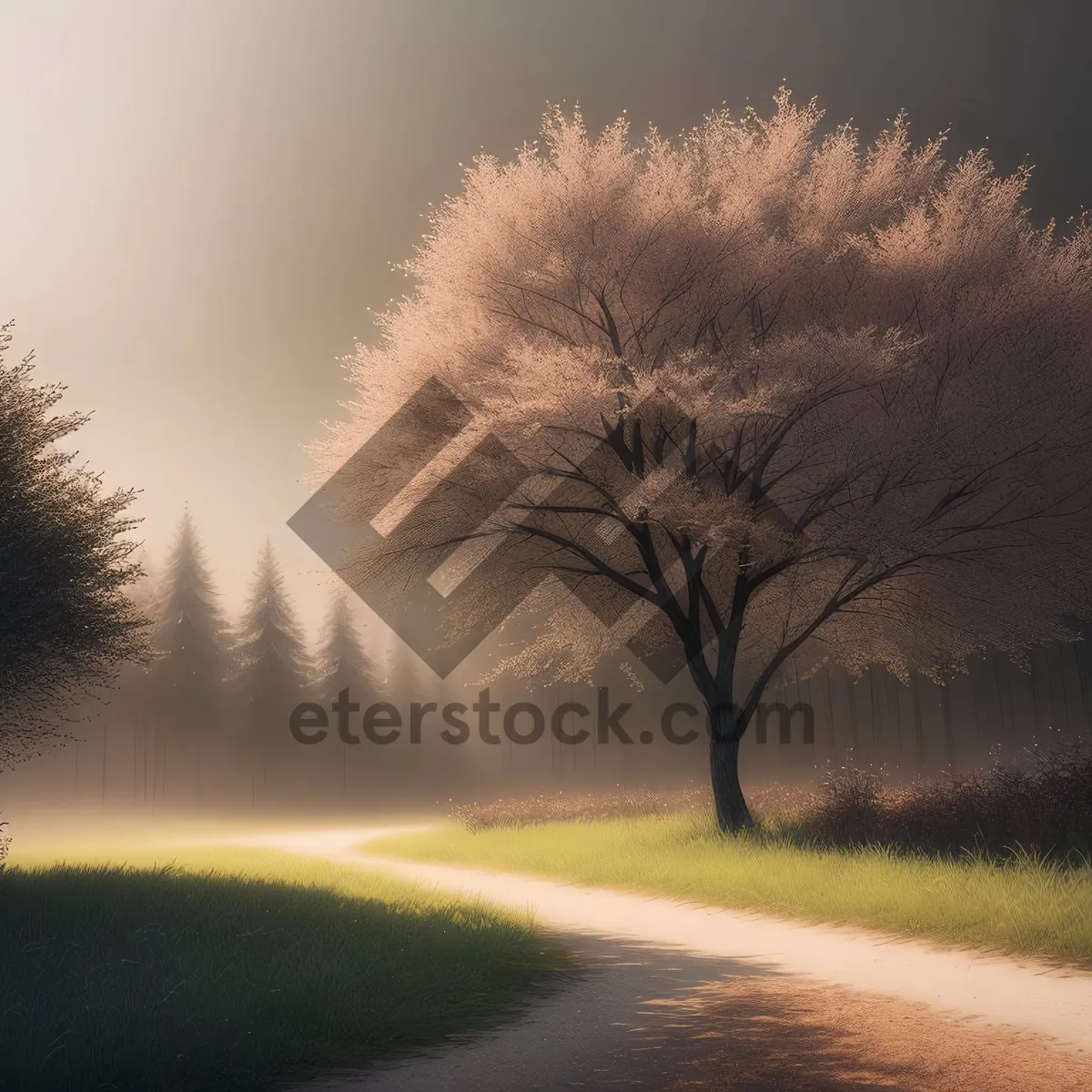 Picture of Serene Winter Landscape with Snow-Covered Trees