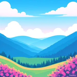 Serene Summer Landscape with Rolling Clouds