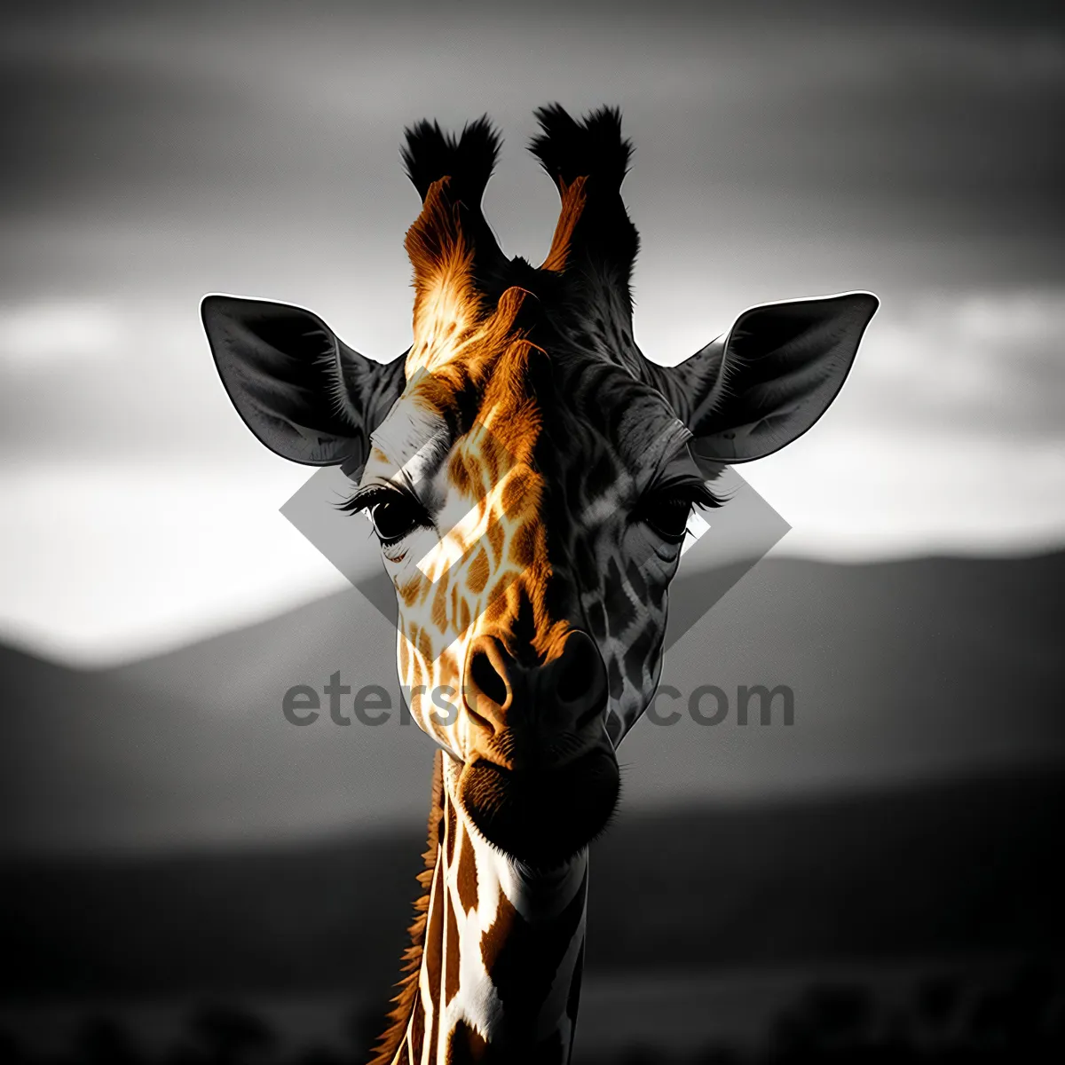 Picture of Majestic Stallion Radiating Illumination Alongside Graceful Giraffe