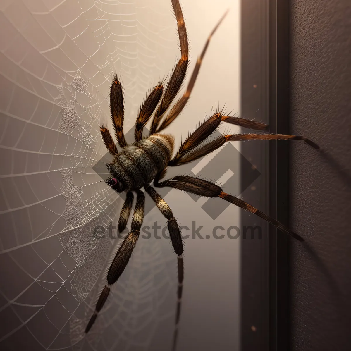 Picture of Barn Spider Silhouetted on Webs