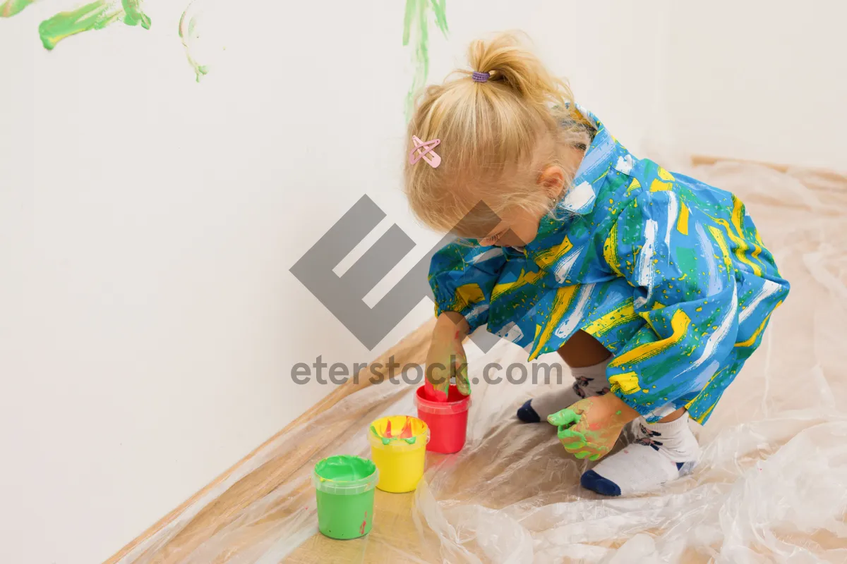 Picture of Happy child playing with toy cleaner.