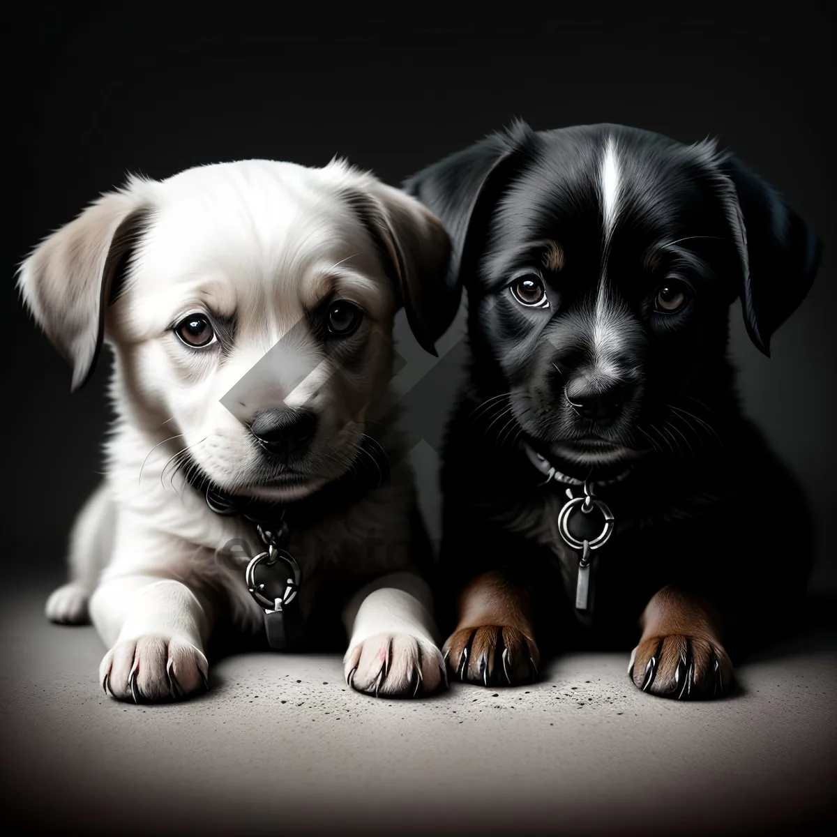 Picture of Adorable Black Retriever Puppy with Collar