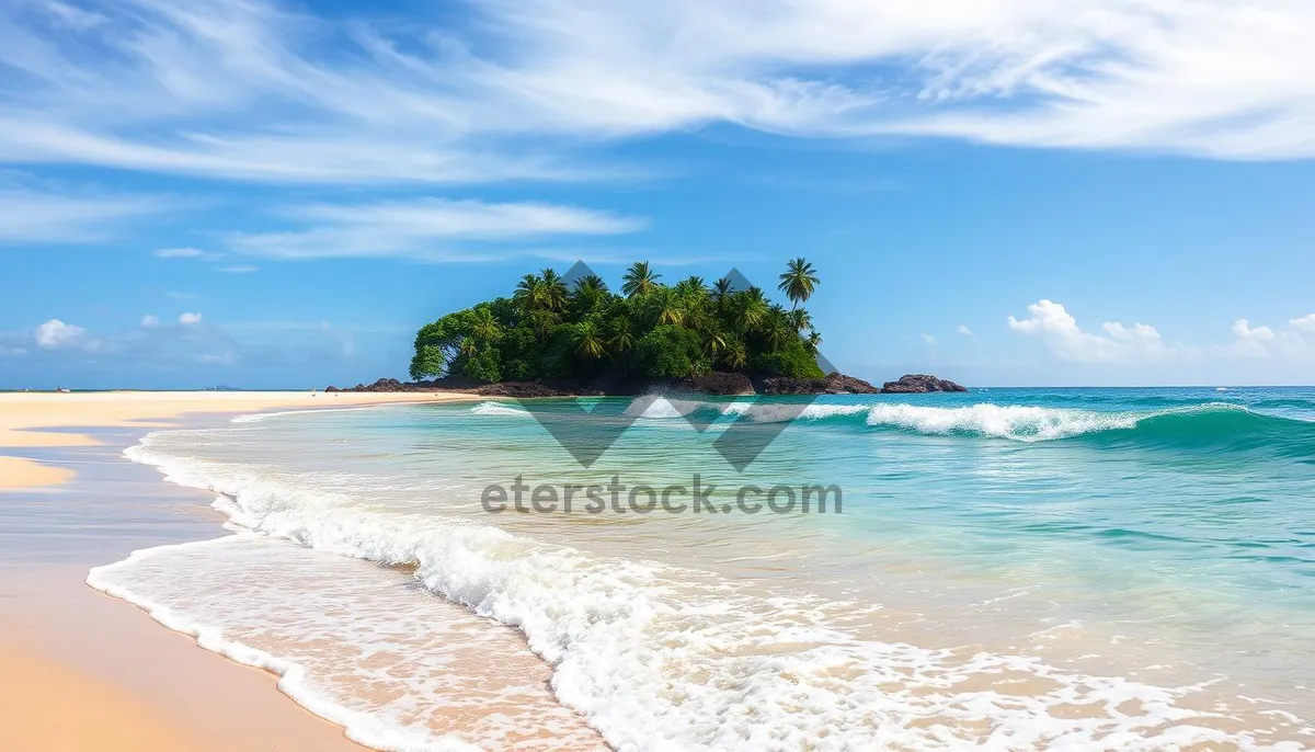 Picture of Waves crashing on sunny tropical beach paradise