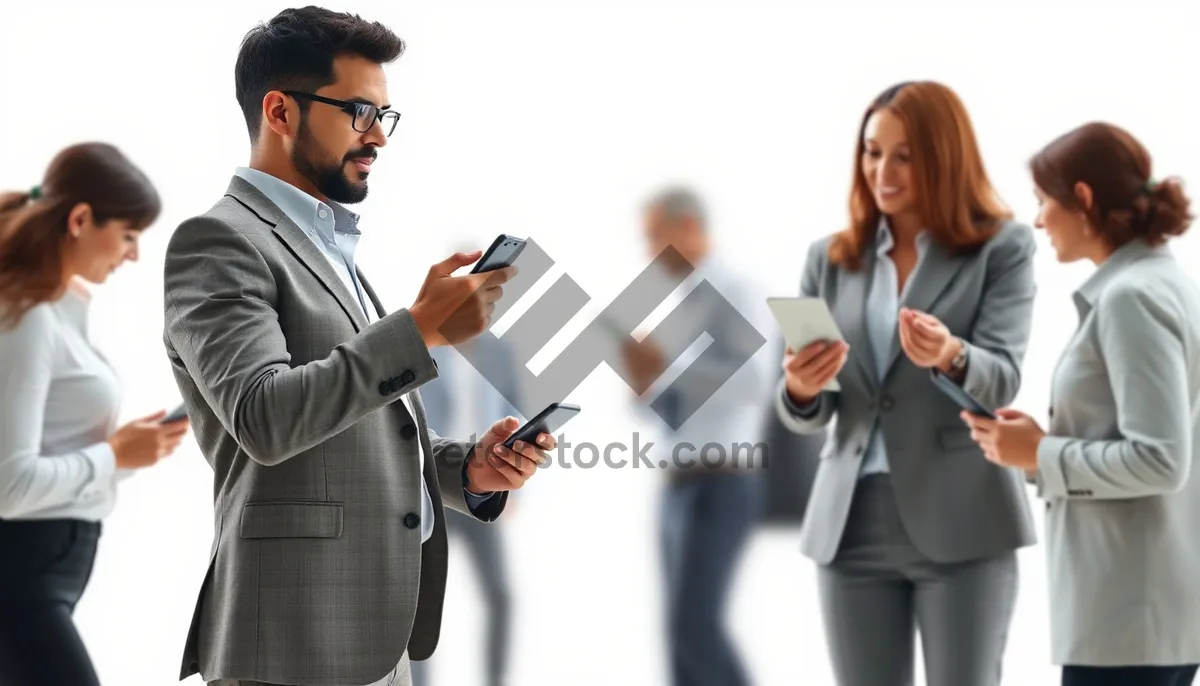 Picture of Happy businessman and businesswoman team at office meeting.