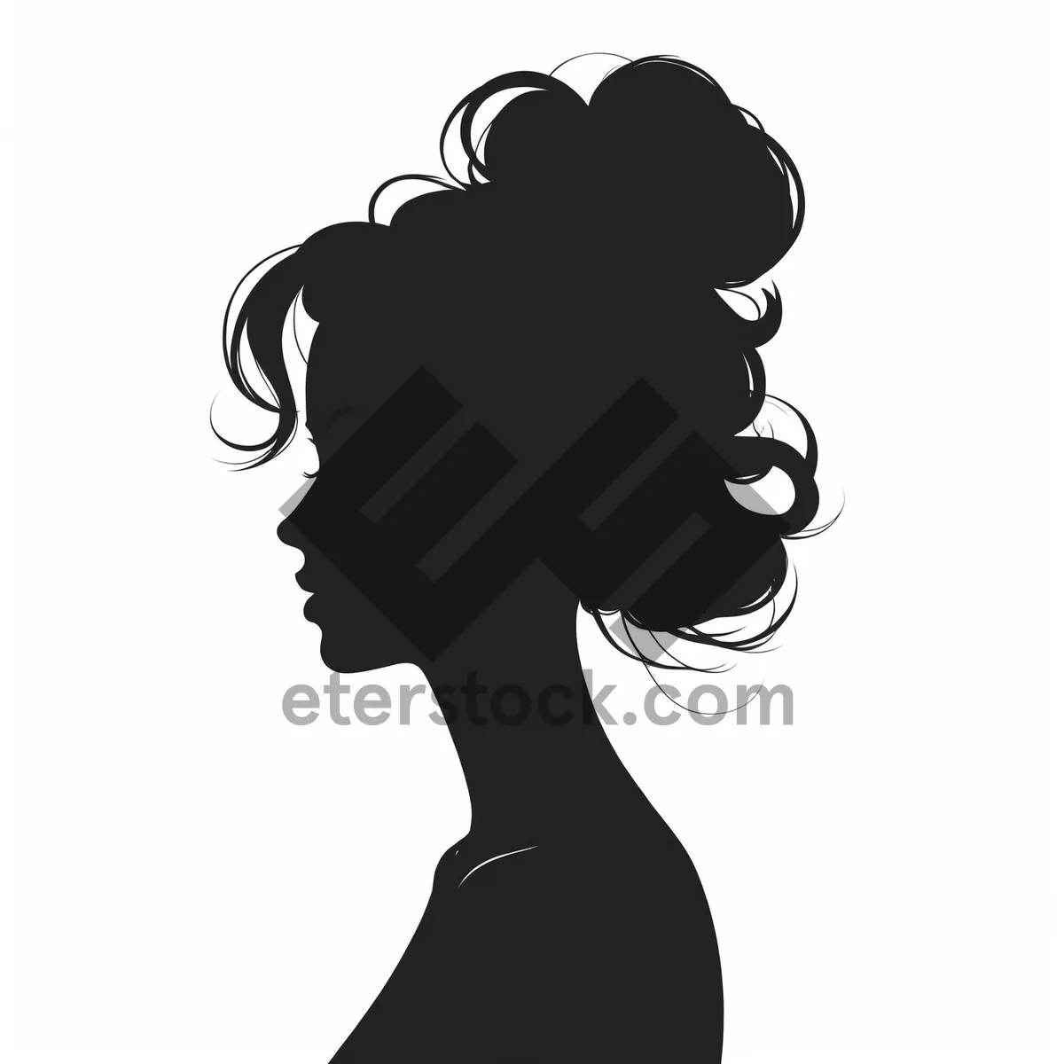 Picture of Silhouette black cartoon design haircut graphic art drawing.