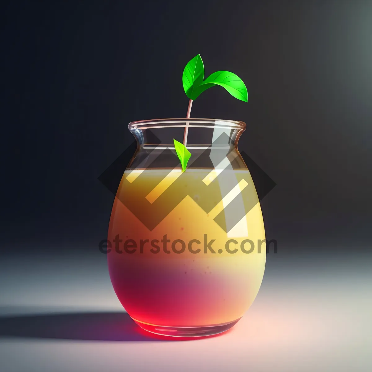 Picture of Refreshing glass of yellow tea.