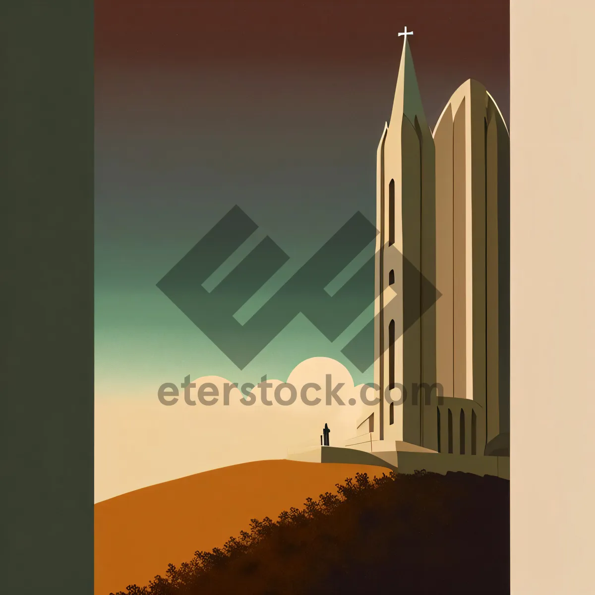 Picture of City Tower with Majestic Skyline and Minaret