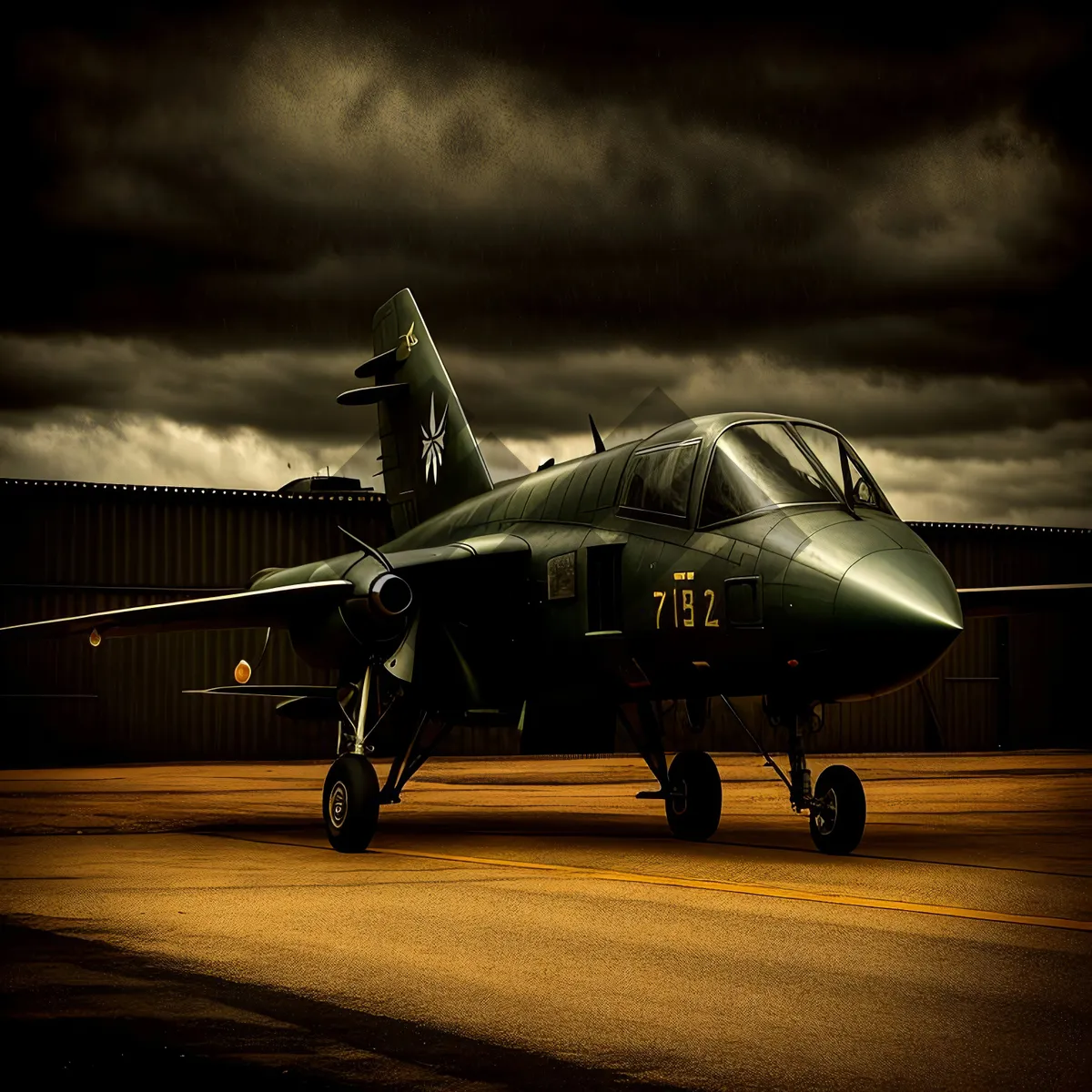 Picture of Propeller-powered Warplane soaring through the sky