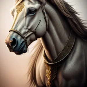 Equestrian Stallion in Protective Mask