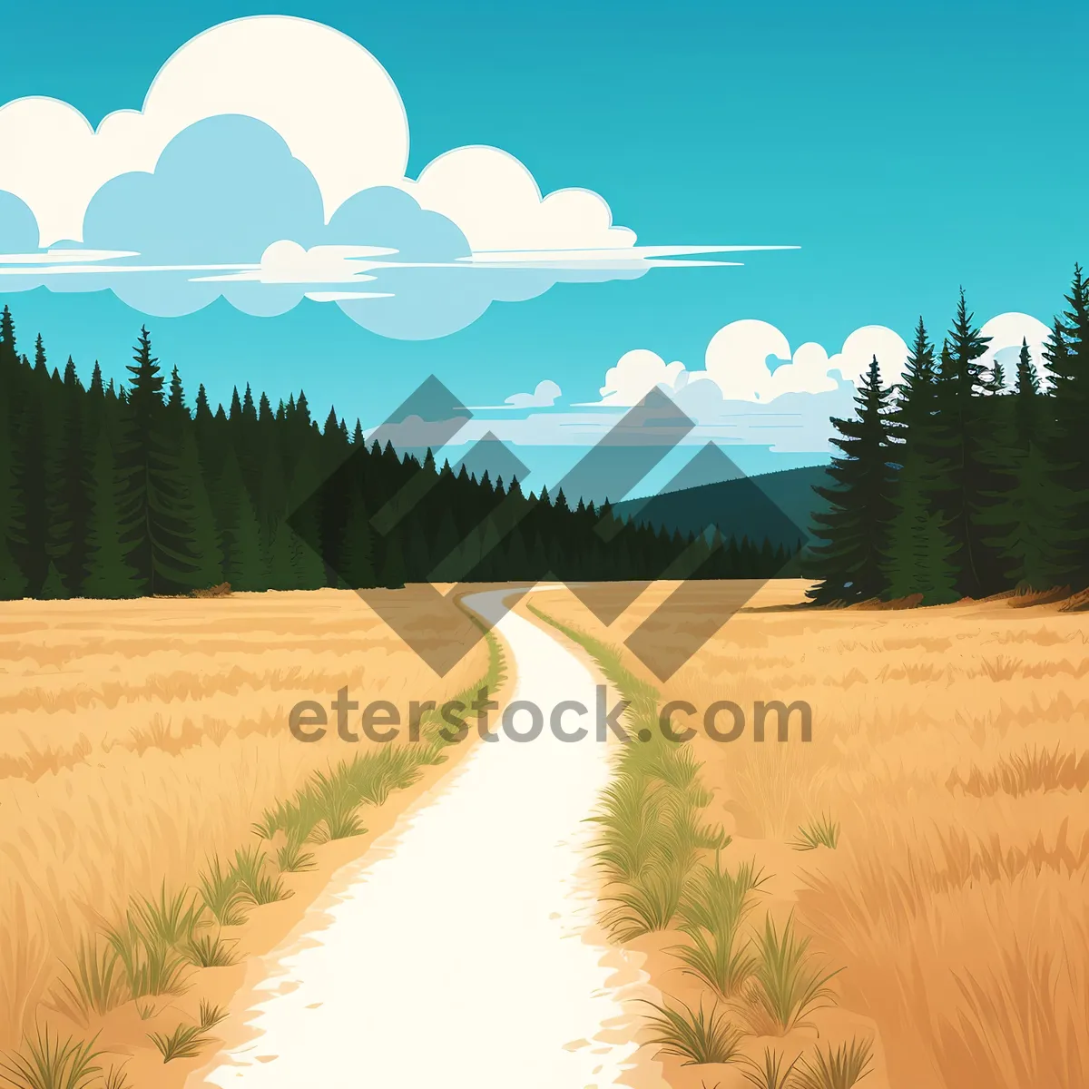 Picture of Vibrant Summer Countryside Landscape with Rolling Hills