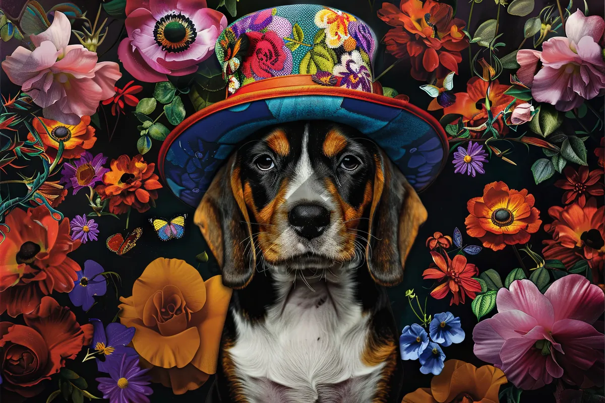 Picture of Colorful Basset Hound Puppy - Domestic Canine Breed