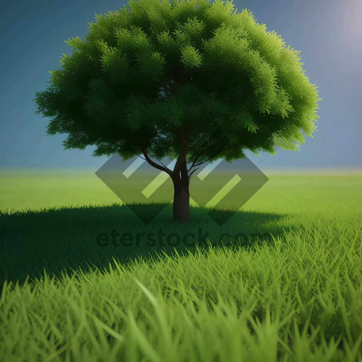 Picture of Serene Oak Tree in Summer Landscape