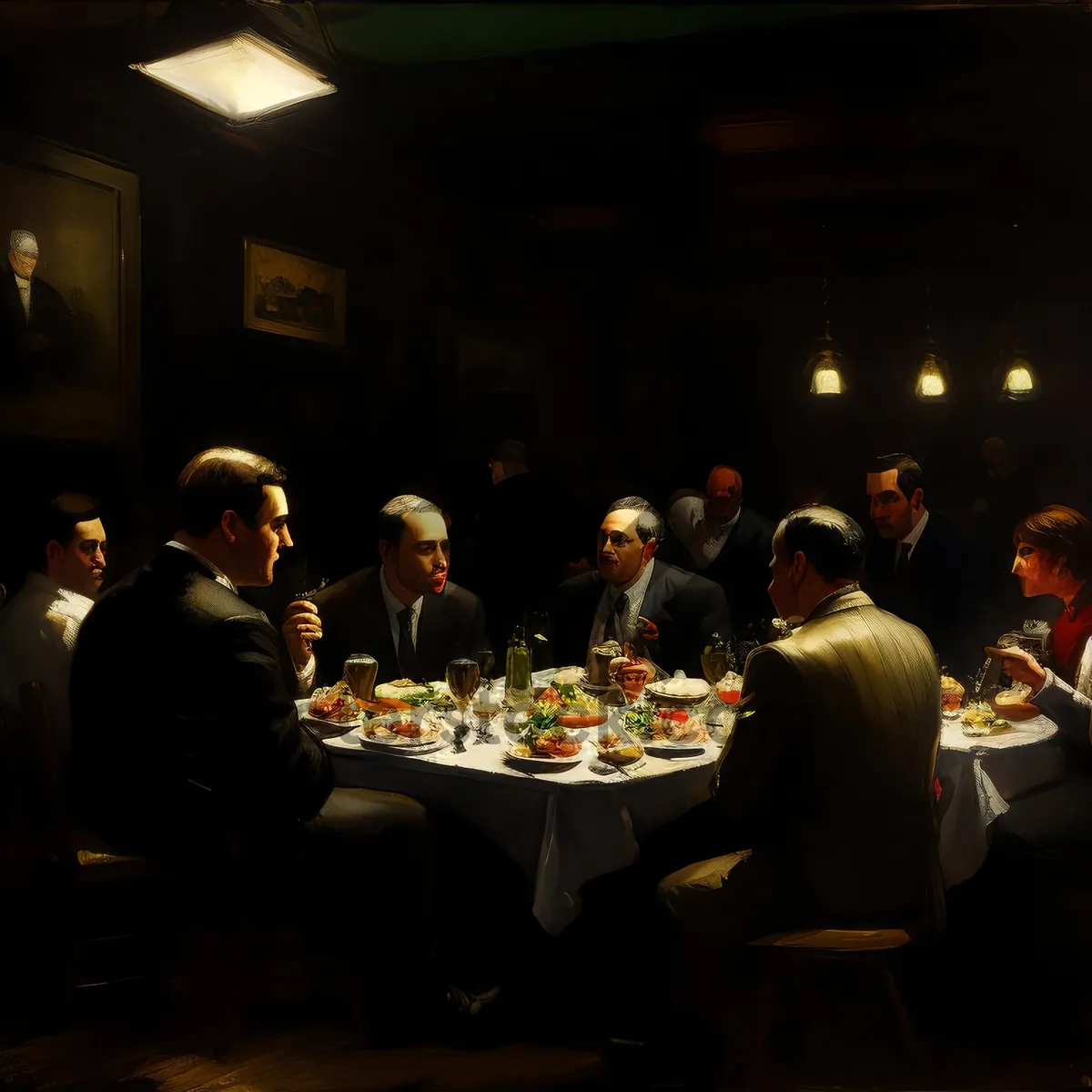 Picture of Happy business team having a meal together at restaurant.