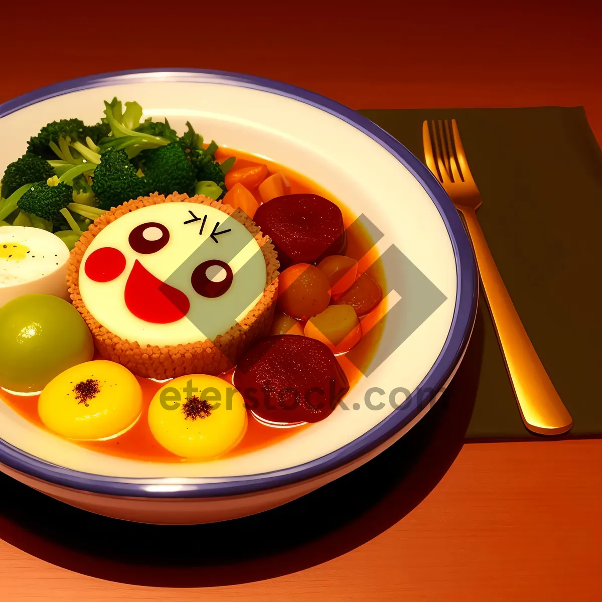 Picture of Nutritious and Delicious Fruit Bowl on Table