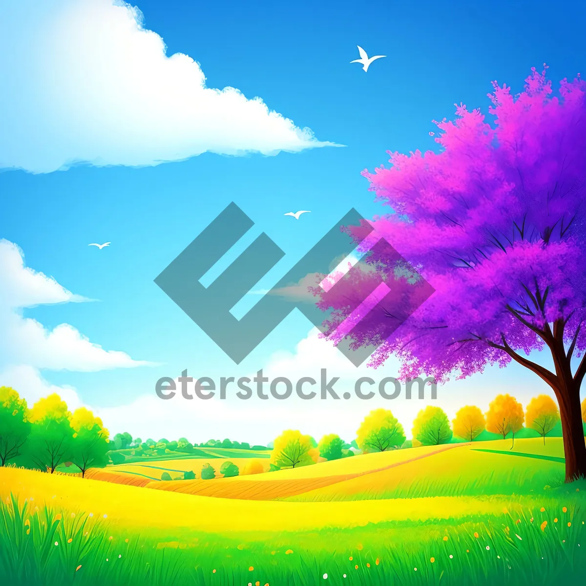 Picture of Vibrant Summer Sky with Lush Landscape