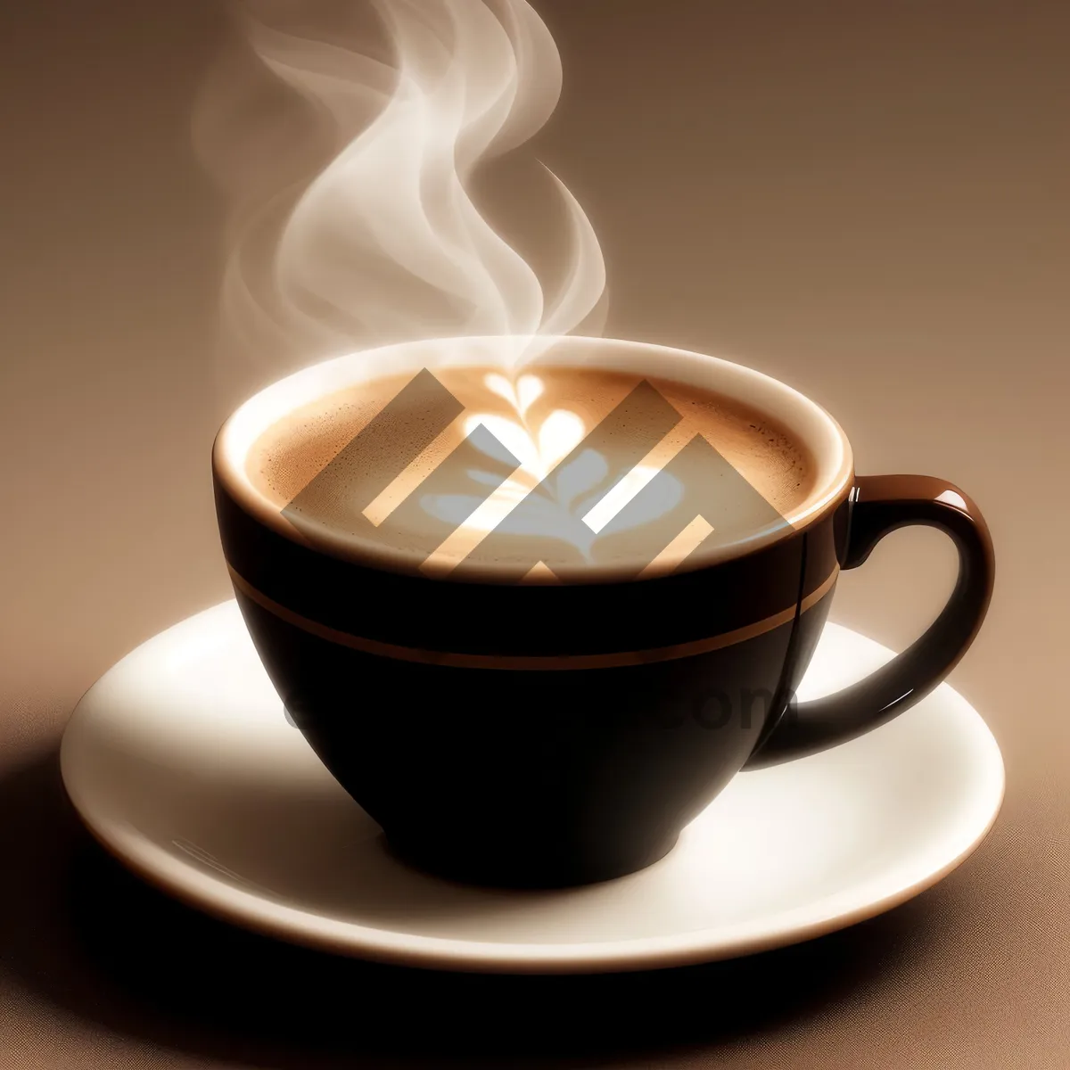 Picture of Morning Brew: Freshly Poured Cup of Aromatic Coffee on Table