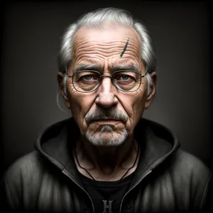 Serious Senior Man with Glasses: Grandfather Portrait