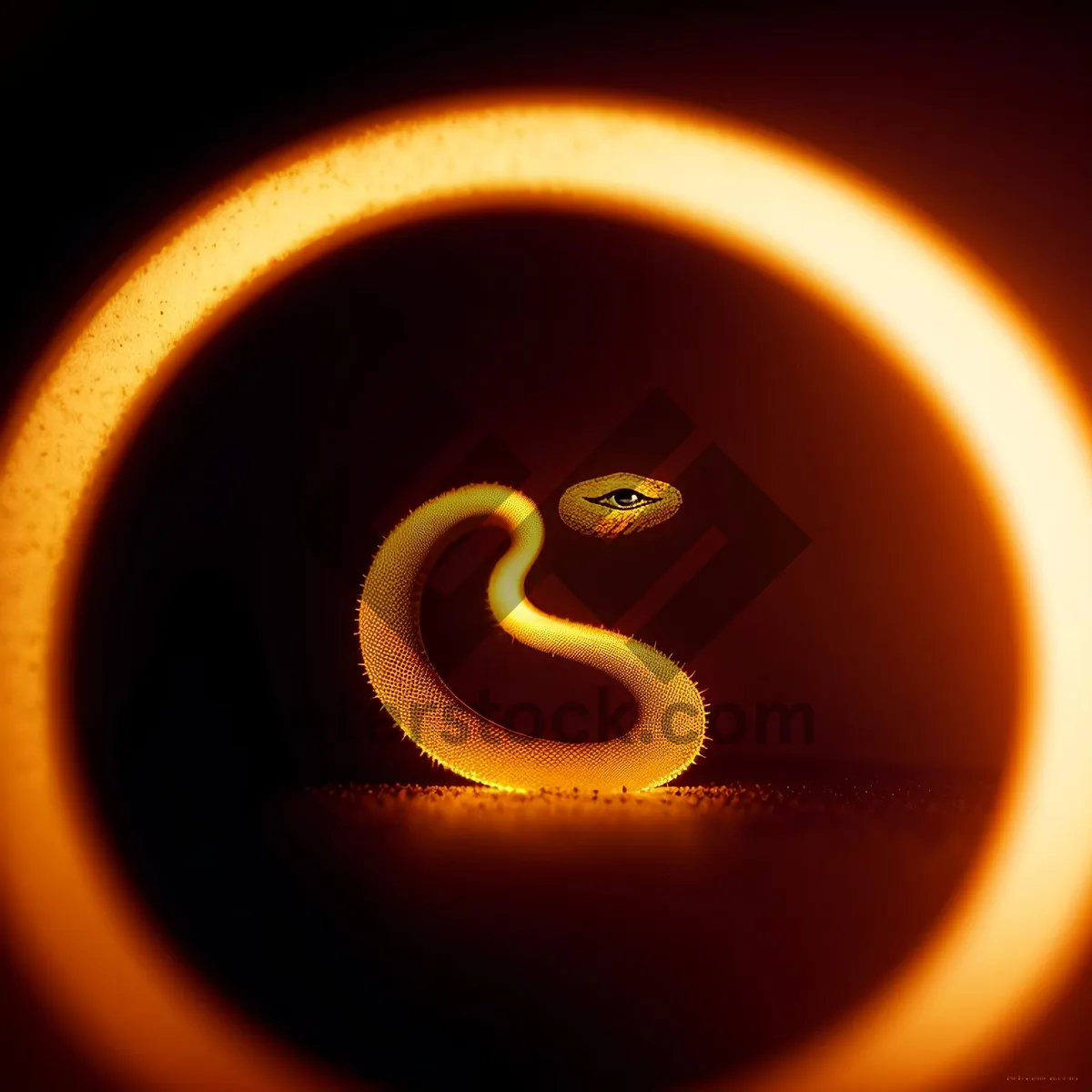 Picture of Yellow Flame Lamp Design - Unique Illumination with Curved Graphic