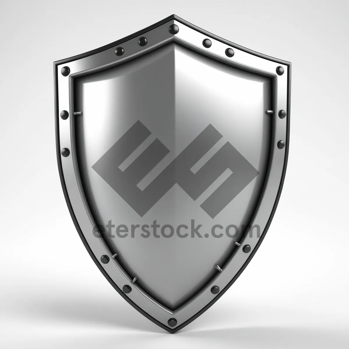 Picture of Metal shield icon with shiny design element.
