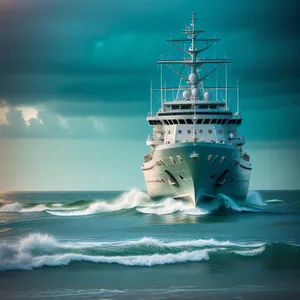 Seafaring vessel navigating the open ocean